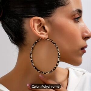 Metallic golden leopard LG hoops